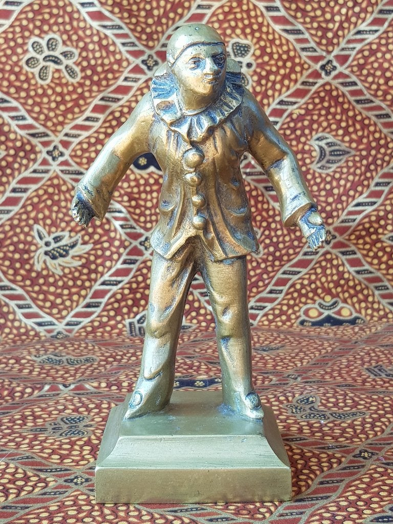 Mooi antiek brons beeldje uit Frankrijk van Pierrot 14,5 cm., Ophalen of Verzenden, Brons