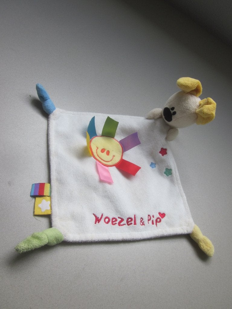 Tiamo Woezel en Pip hond knuffeldoek zon met Pip en rinkel, Met geluid, Overige karakters, Zo goed als nieuw, Middelgroot (20 tot 80 cm)
