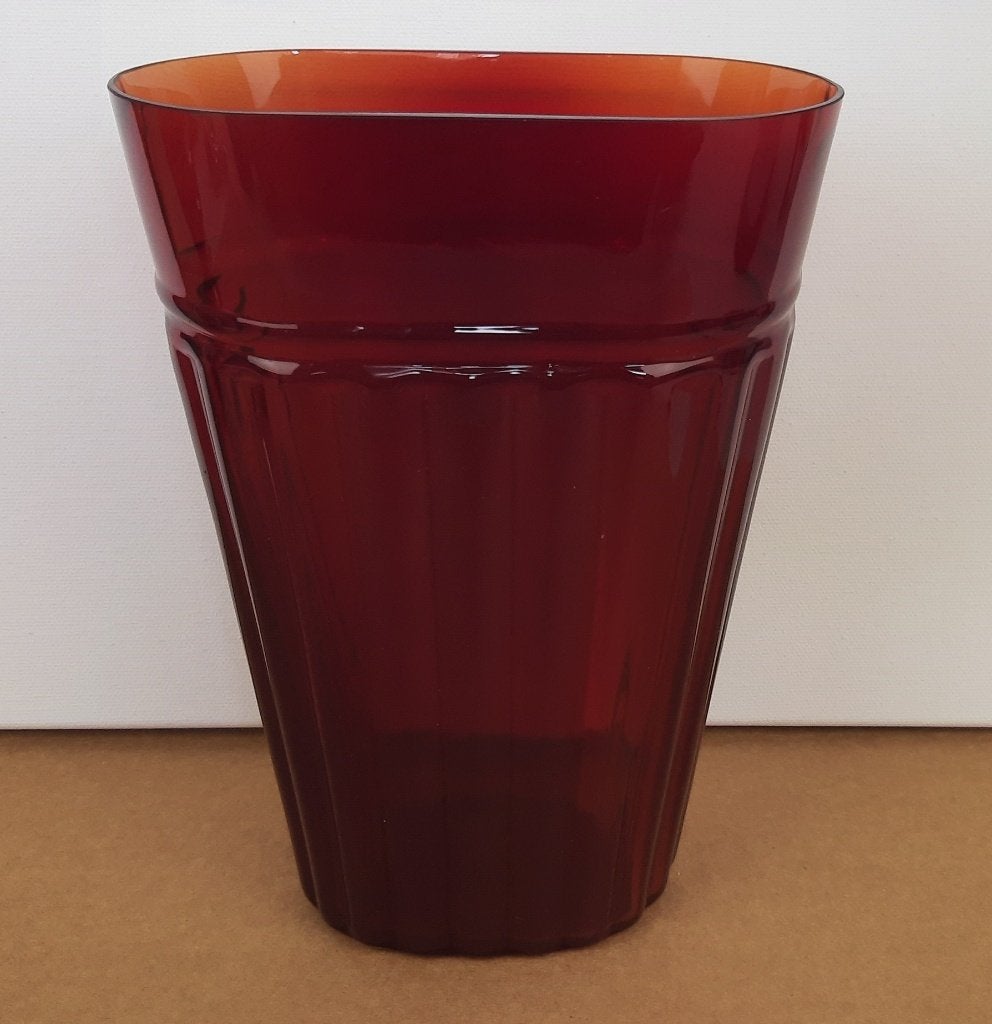 004b-Bijzonder mooie glas/glazen vaas, donker rode kleur., Antiek en Kunst, Antiek | Glas en Kristal, Ophalen of Verzenden