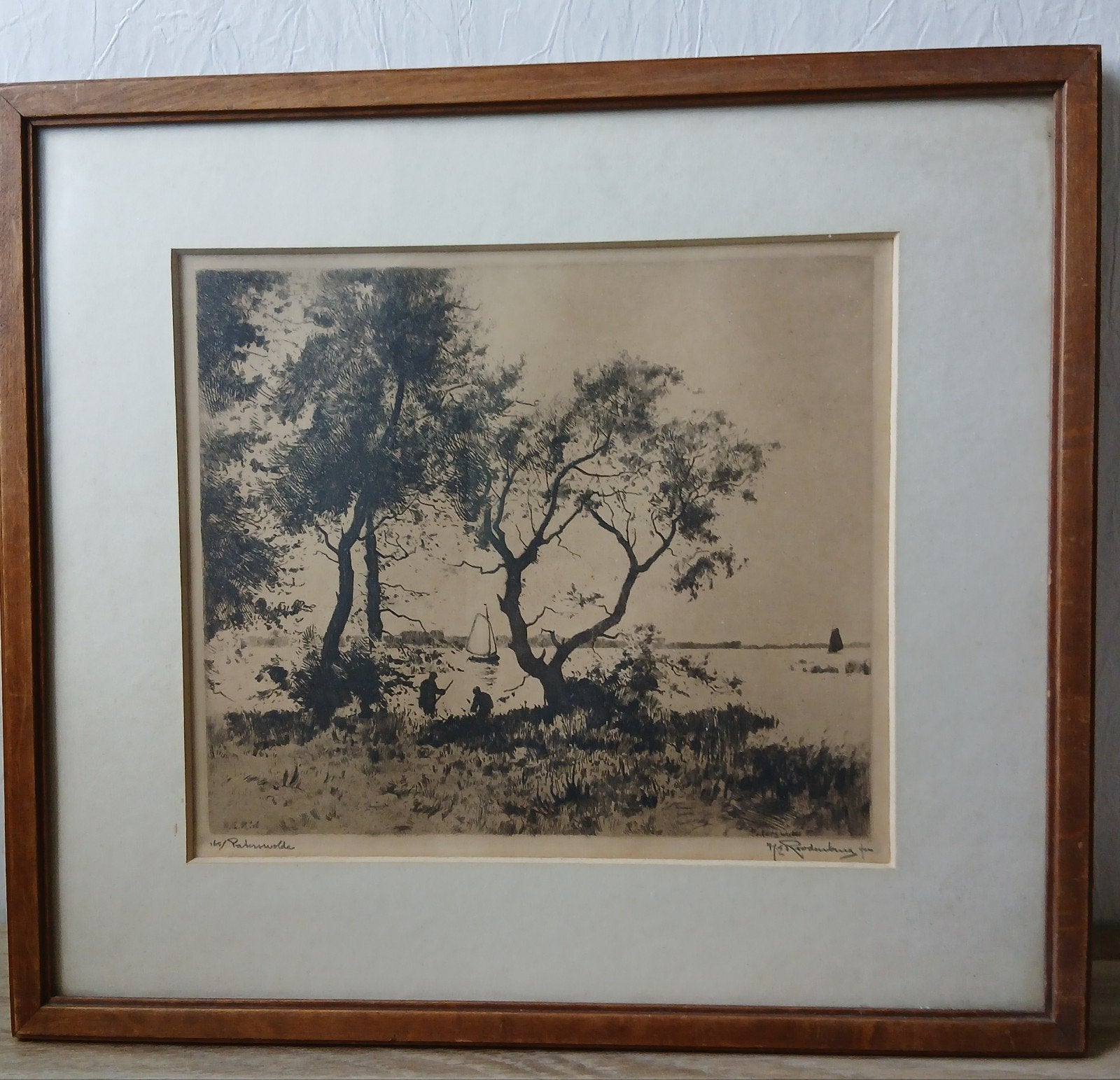 Ets Paterswolde Meer Gesigneerd Hendrikus Elias Roodenburg, Ets, Ophalen of Verzenden, Gesigneerd, Landschap