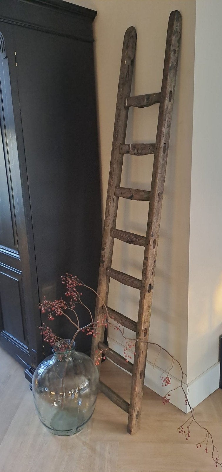 Brocante houten ladder - trap, Ophalen, Gebruikt