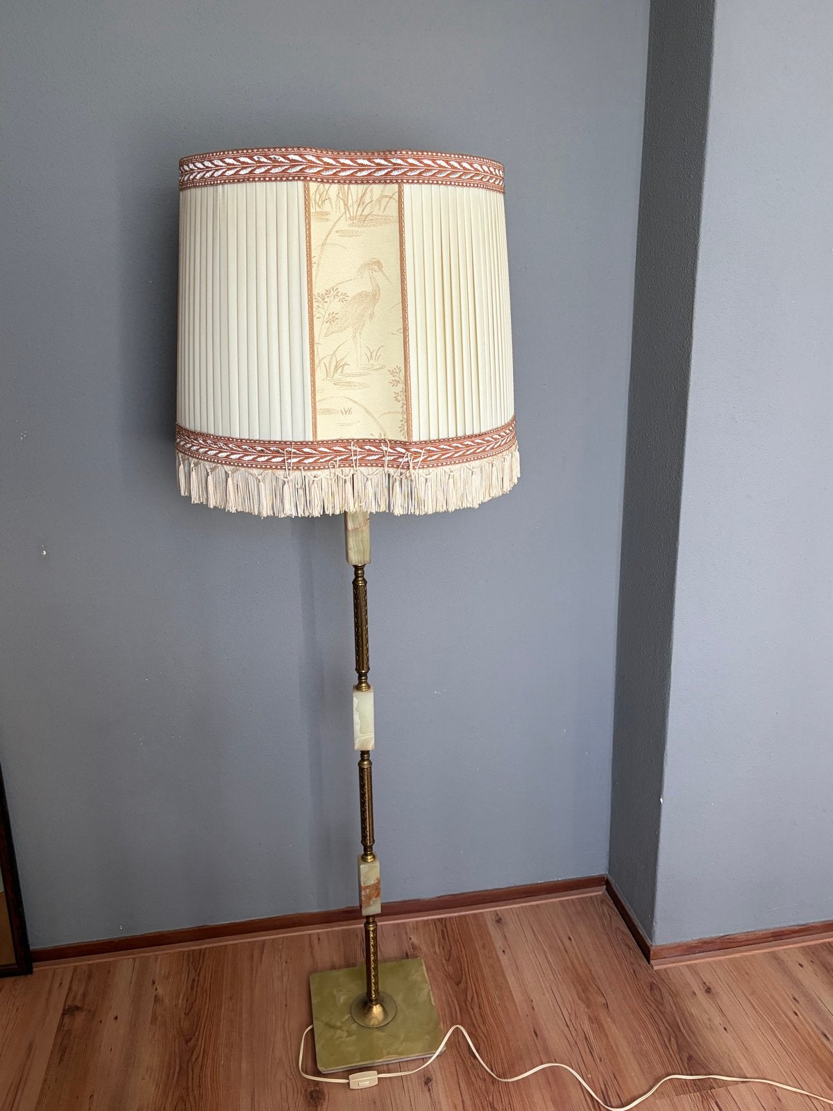 Vintage Vloerlamp met Onyx, Marmer en Messing, Ophalen