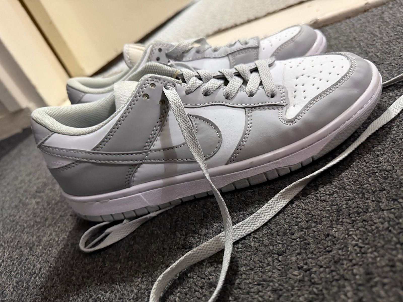 Nike Dunk Low 'Grey Fog' - Maat 38.5, Ophalen, Zo goed als nieuw, Grijs, Sneakers of Gympen