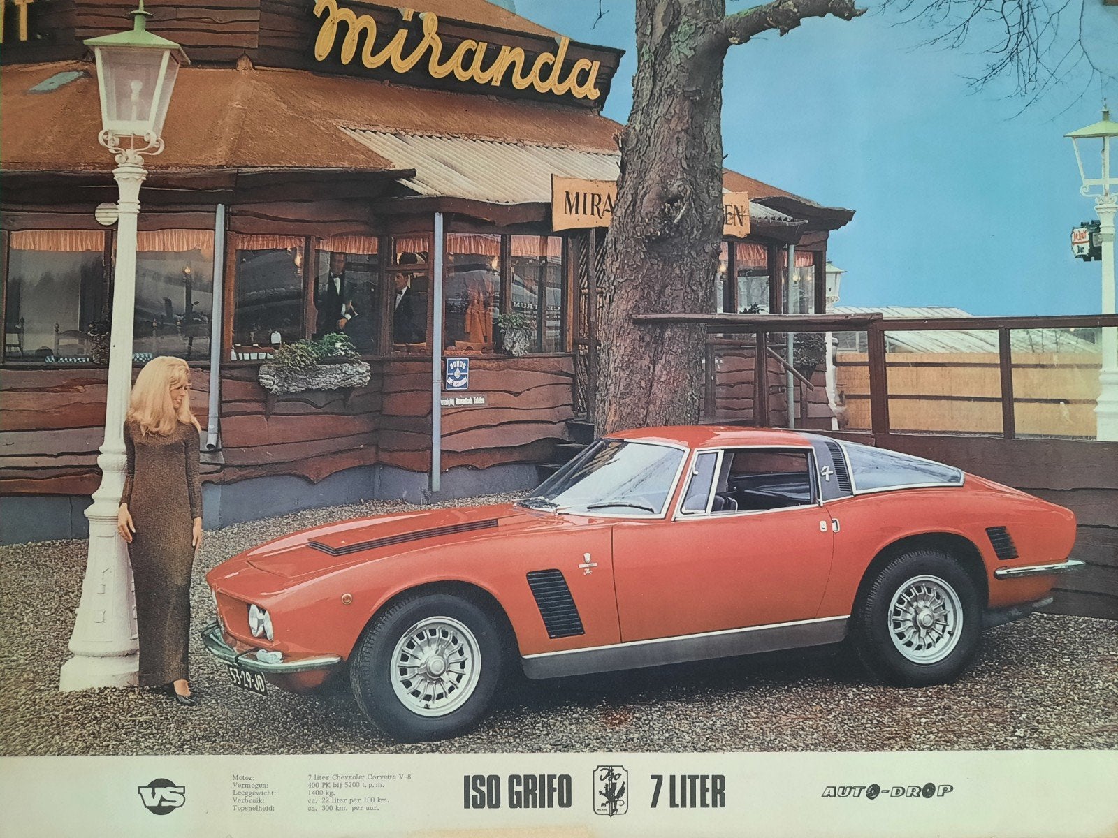 VS Autodrop Poster: Iso Grifo 7 Liter (jaren '60), Verzamelen, Ophalen of Verzenden, Auto's