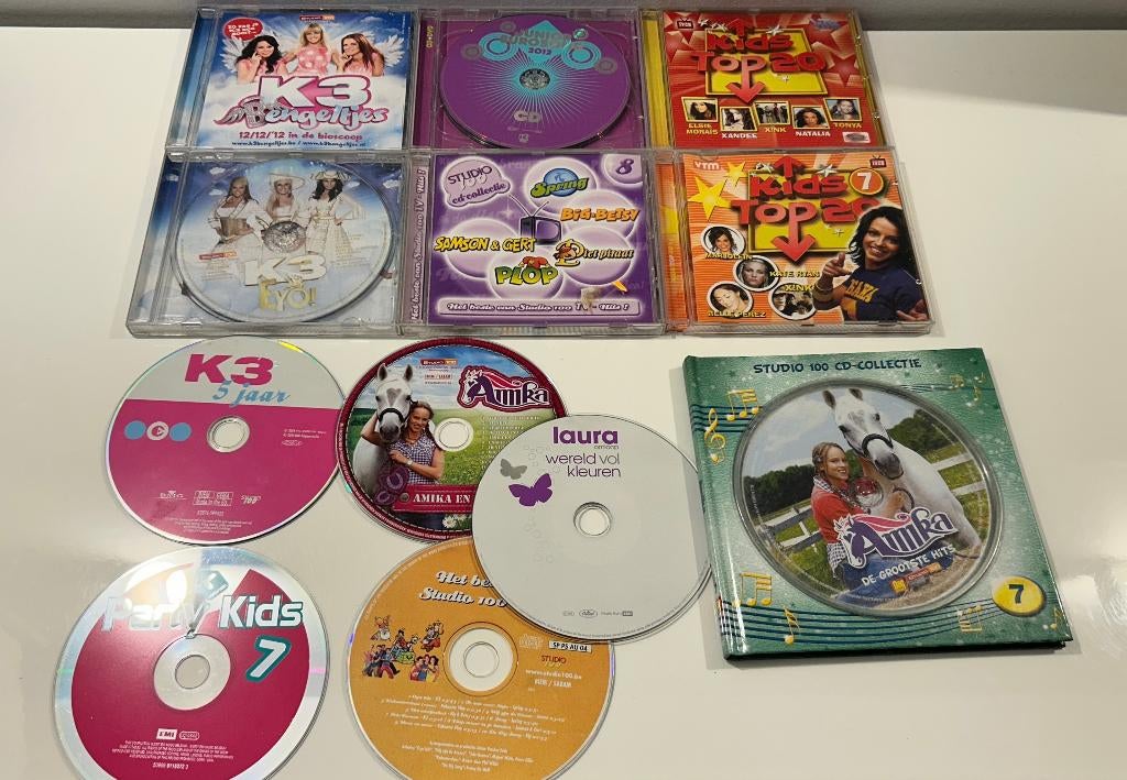 12 kinder CD's (Amika, Laura, K3, Studio 100, …), Cd's en Dvd's, Ophalen of Verzenden, Gebruikt, Muziek