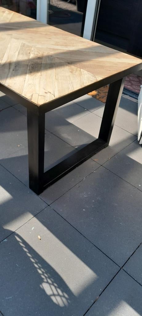 Industriële eettafel 240x100cmTrendhopper teakhout en metaal, Ophalen