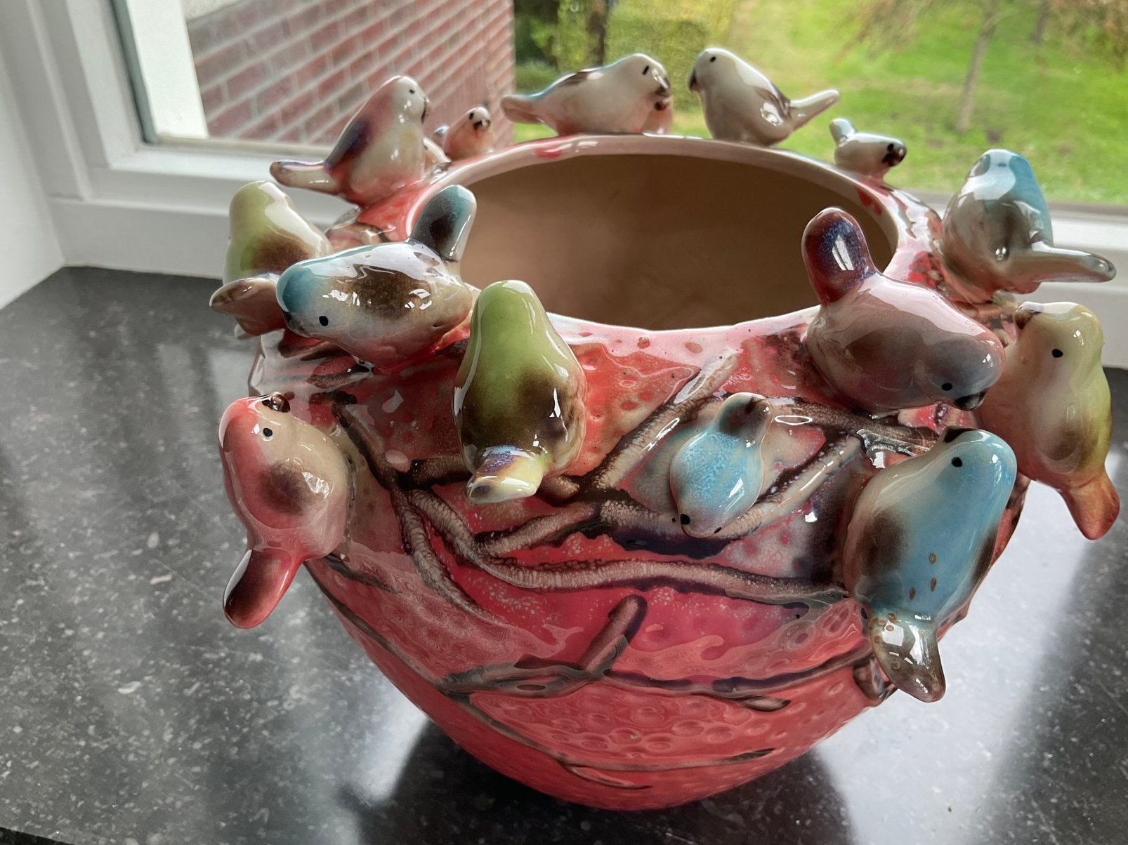 Des Pots vogeltjes bloempot, 18 cm hoog, Ophalen
