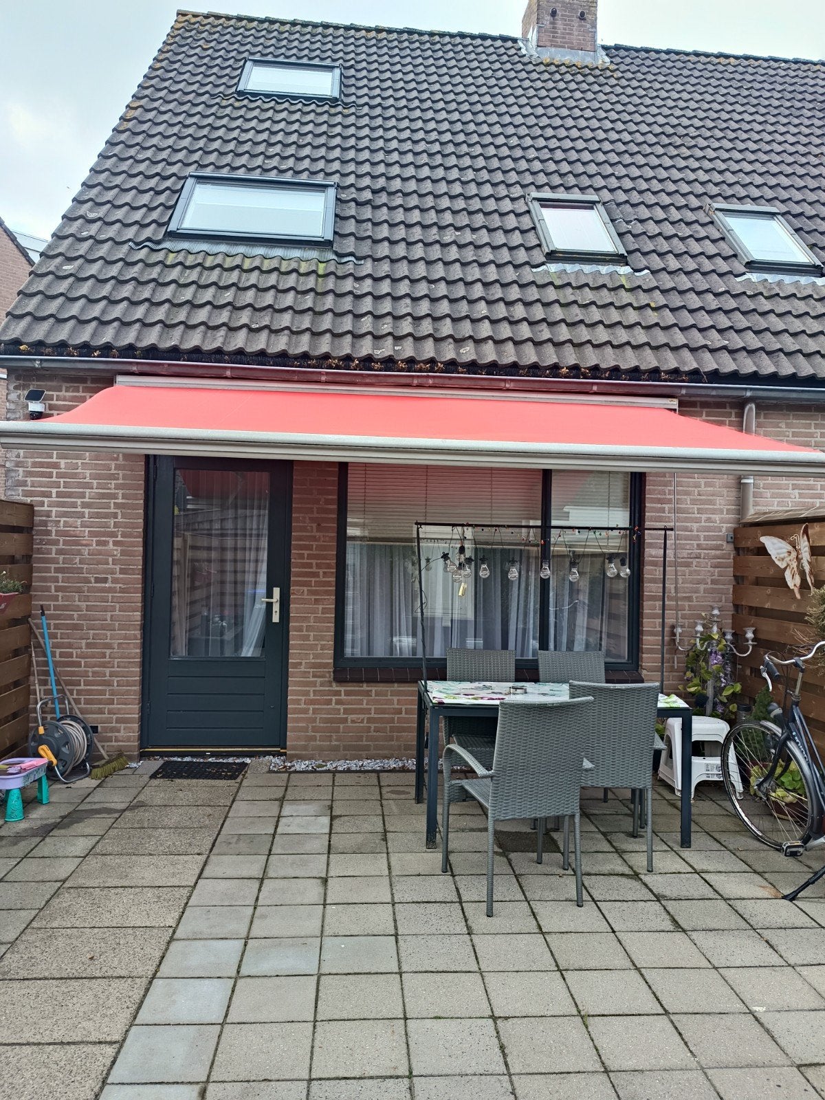 Zonnescherm Knikarmscherm Rood - Zo goed als nieuw, Ophalen, 450 cm of meer, Zo goed als nieuw, 150 tot 300 cm