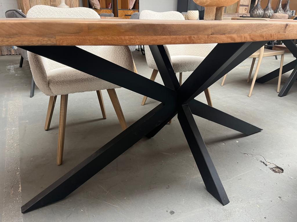 Magazijn leegverkoop eettafel ovaal industrieel mangohout, Hout, Nieuw, Ophalen of Verzenden, Info@wkhome.nl