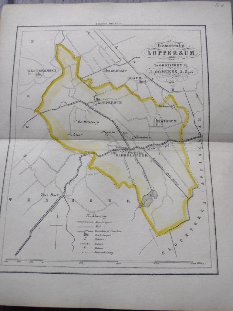 53 Loppersum Garrelsweer Wirdum  Eenum Zeerijp Litho 1862, Antiek en Kunst, Ophalen of Verzenden