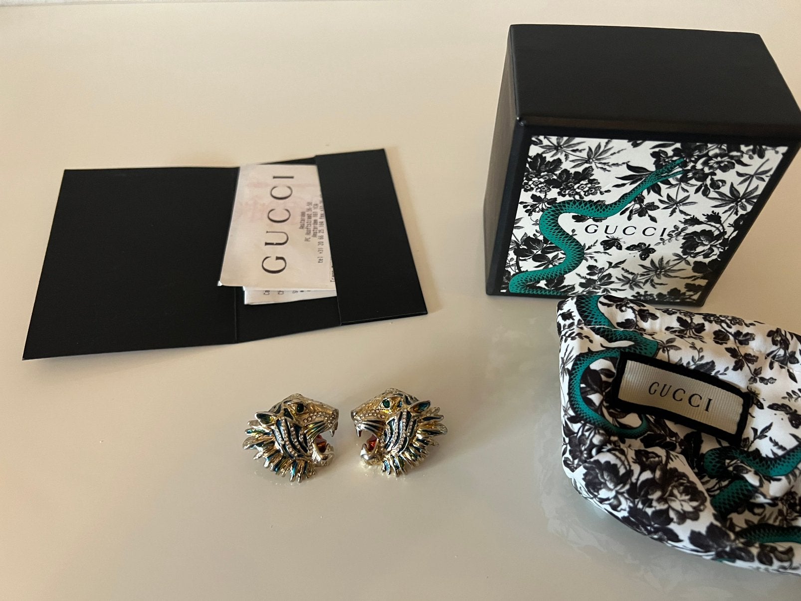 Gucci Rajah tijger oorbellen nieuw en origineel met bon, Sieraden, Tassen en Uiterlijk, Oorbellen, Ophalen, Nieuw, Goud