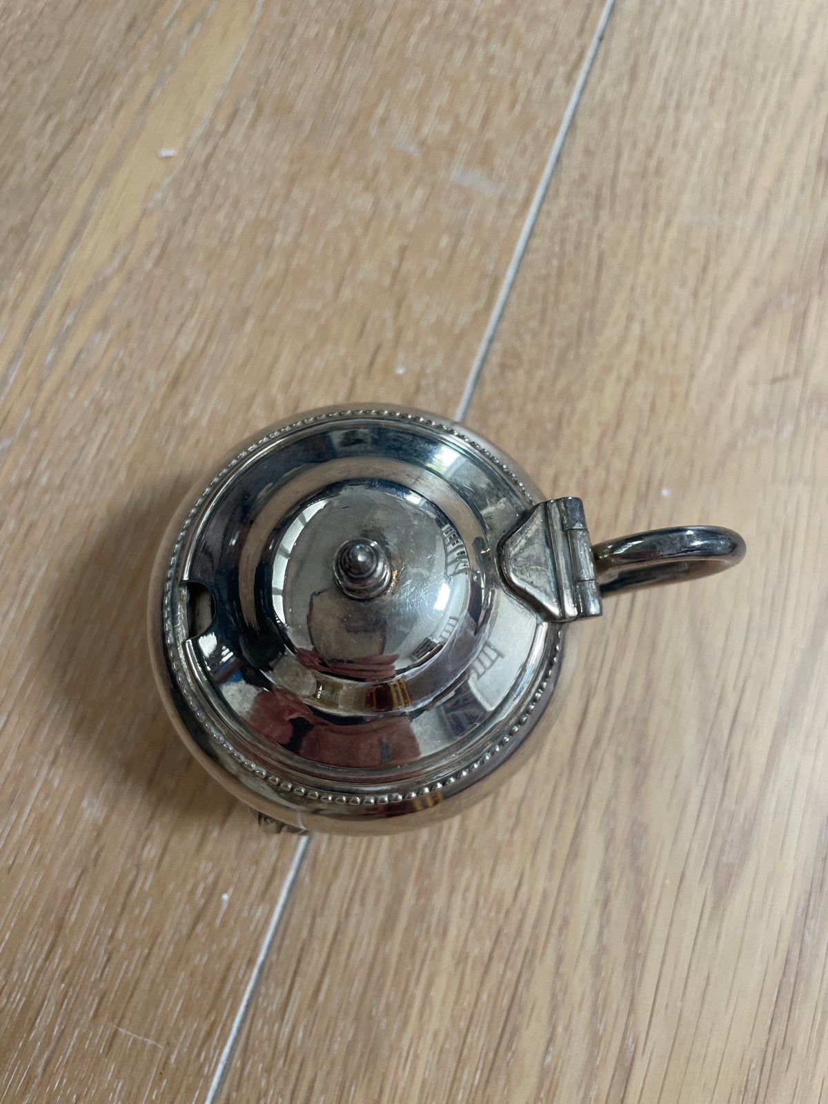 Antieke verzilverde suikerpot met deksel en lepeluitsparing, Antiek en Kunst, Ophalen, Zilver