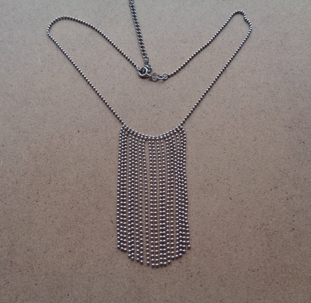 zilveren bolletjes ketting met slierten hanger [107], Verzenden, Zo goed als nieuw, Zilver, Zilver