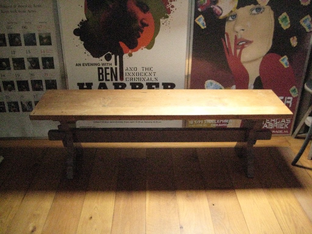 massief eikenhouten bankje, Huis en Inrichting, Stoelen, Ophalen, Gebruikt, Bruin, Eén