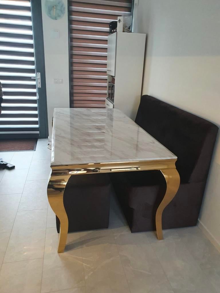 Eettafel met zitbank, Ophalen of Verzenden, Zo goed als nieuw, 4 tot 6 stoelen