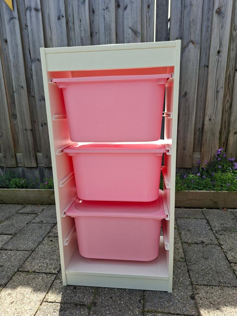 Ikea Trofast opbergkast met roze bakken - Terborg, Ophalen, Gebruikt, Minder dan 50 cm, 90 tot 105 cm