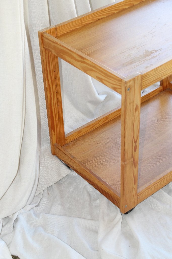 Trolley Grenenhout Vintage Scandinavisch, Gebruikt, 50 tot 100 cm, Grenenhout, Ophalen of Verzenden