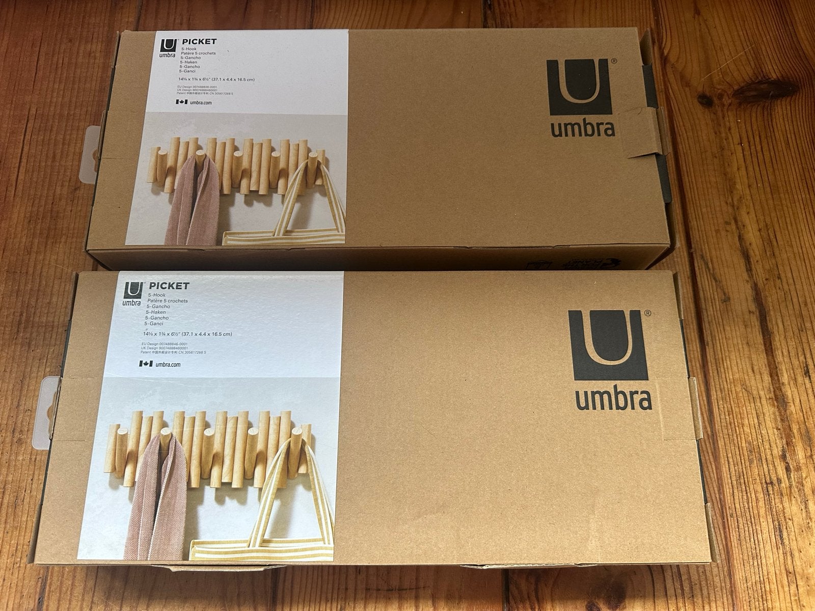 Twee nieuwe Umbra Picket kapstokken (5 haken), Wandkapstok, Nieuw, Ophalen of Verzenden, Minder dan 100 cm
