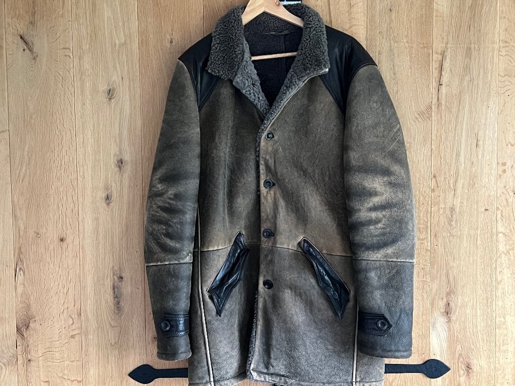 Marlboro sheepskin jas, Bruin, Maat 56/58 (XL), Gedragen, Marlboro