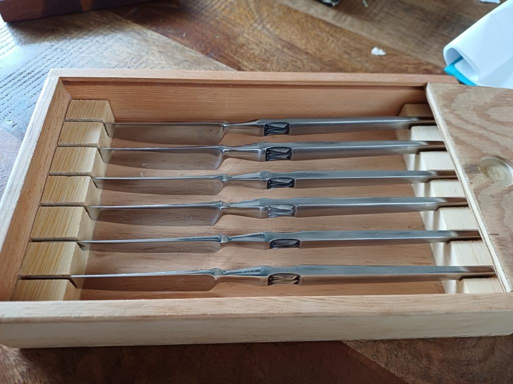 Vintage Imperial messen set in houten kistje, Ophalen