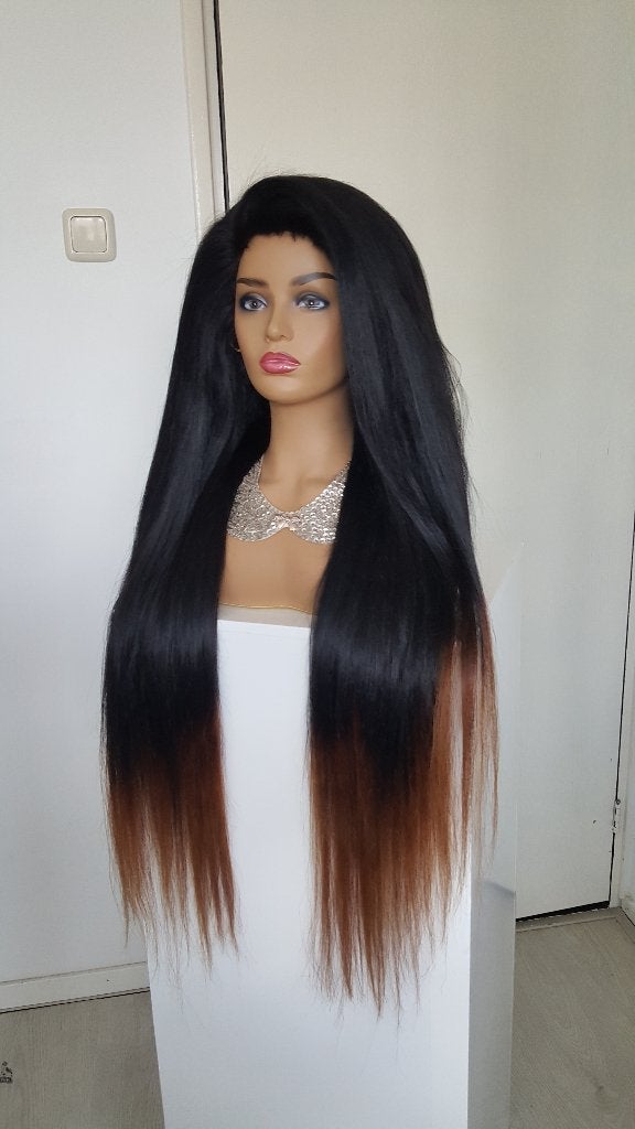 Haarstuk/Pruik - Stijl - Echt Peruaans haar - Zwart Blond, Sieraden, Tassen en Uiterlijk, Ophalen of Verzenden, Nieuw, Pruik of Haarverlenging