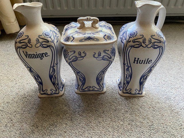 Kaststel Aardewerk olie vinagrette delftsblauw voorraadpot, Ophalen
