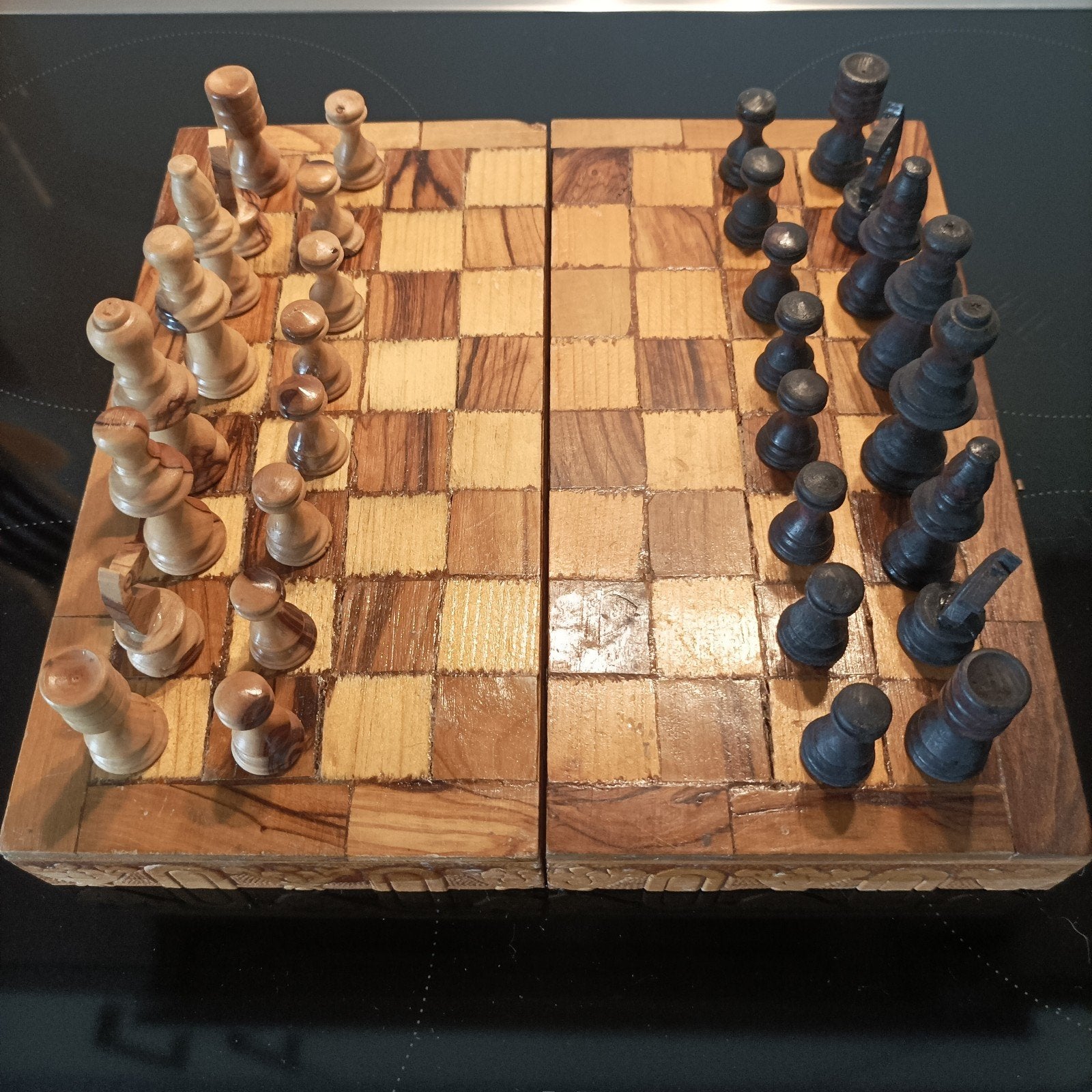 Houten Schaakspel 24 cmx24 cm, Een of twee spelers, Ophalen of Verzenden, Gebruikt