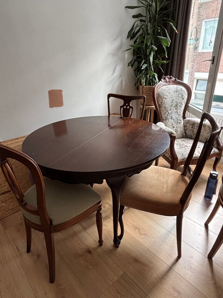 eettafel en 4 stoelen, Ophalen, Gebruikt, Vier personen, 100 tot 150 cm
