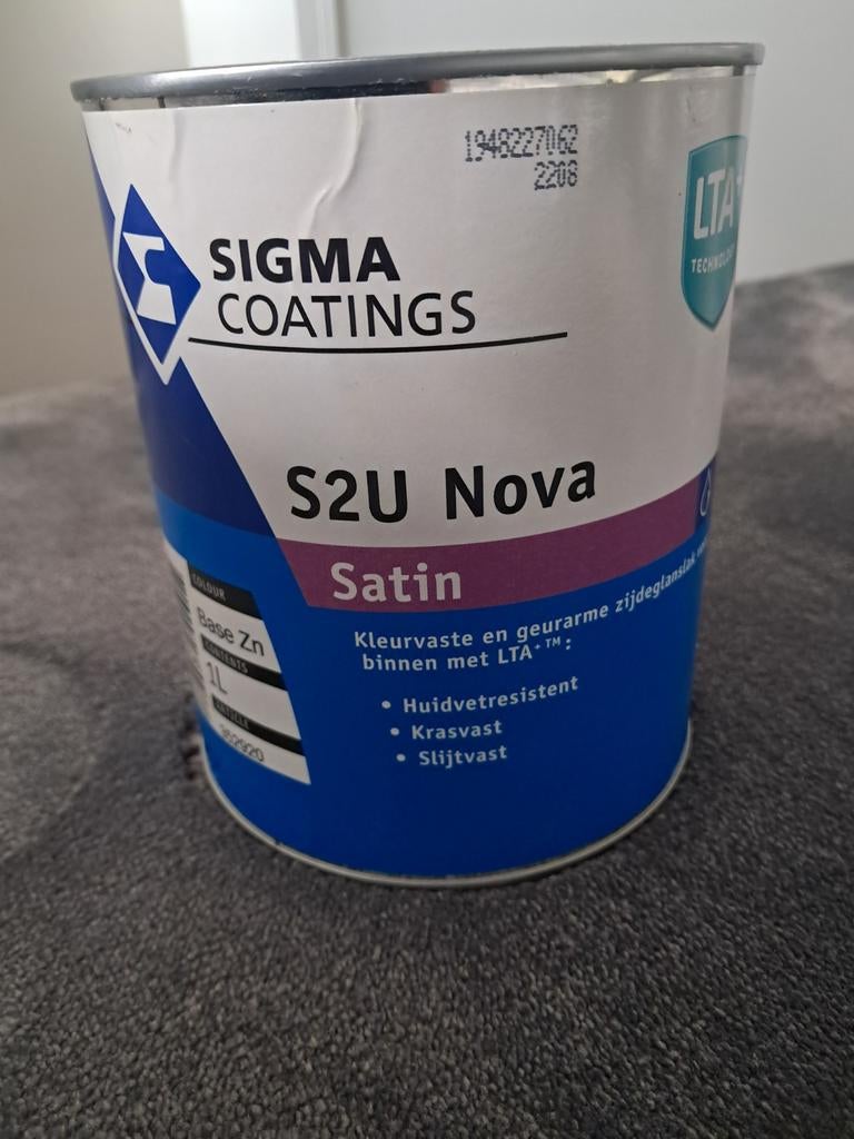 Sigma S2U Nova zijdeglans verf 1 ltr. 7016 grijs nieuw, Nieuw, Ophalen of Verzenden, Lak, Grijs