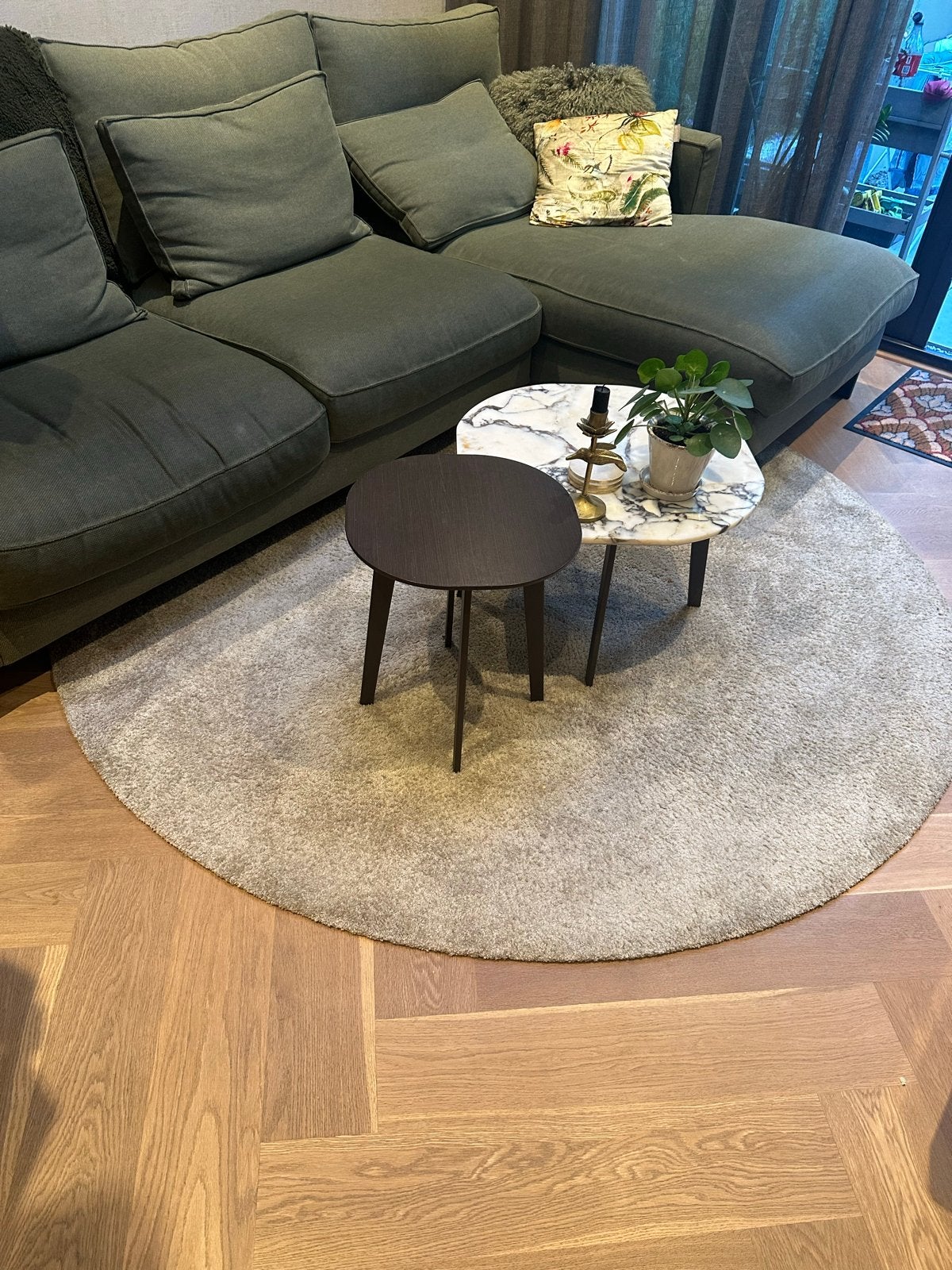 Rond grijs vloerkleed - Decor Amsterdam, Ophalen, Gebruikt, Rond, 200 cm of meer