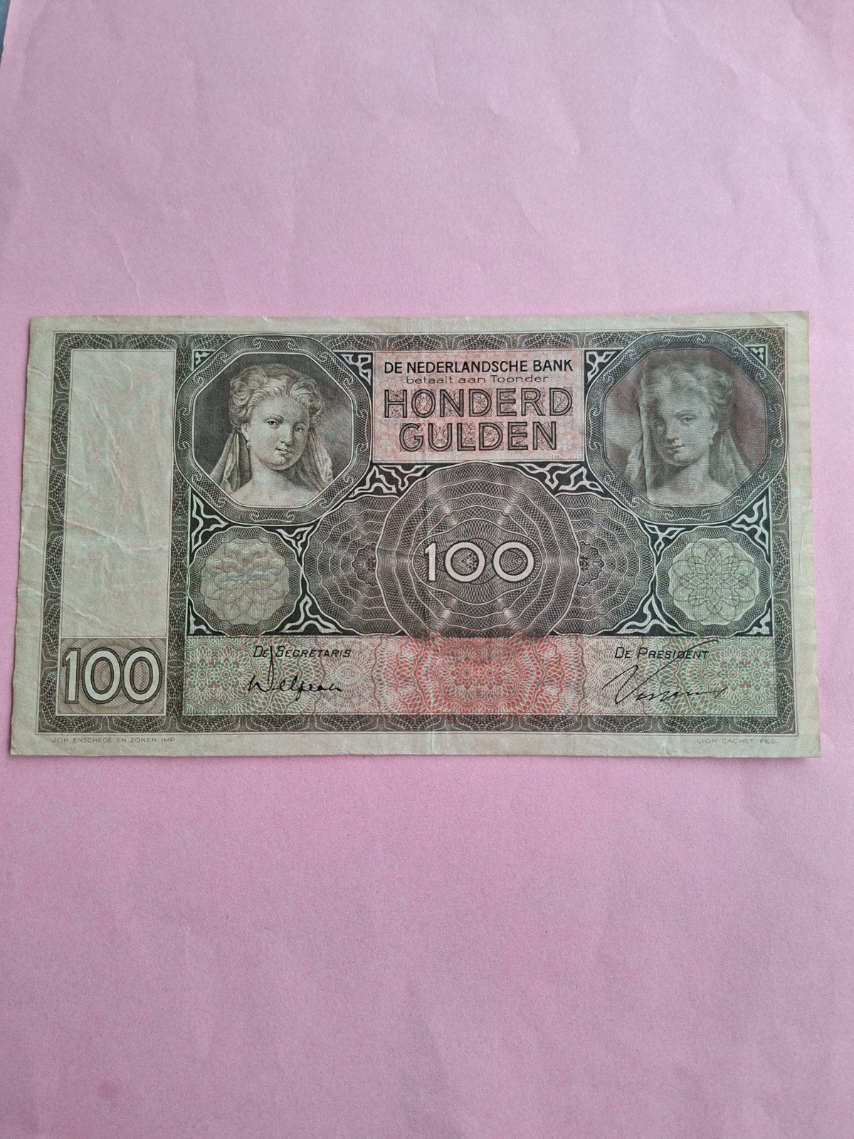 100 gulden Luitspelende Vrouw uit 1930 in PR
Serie nummer AF, Postzegels en Munten, Bankbiljetten | Nederland, Ophalen of Verzenden