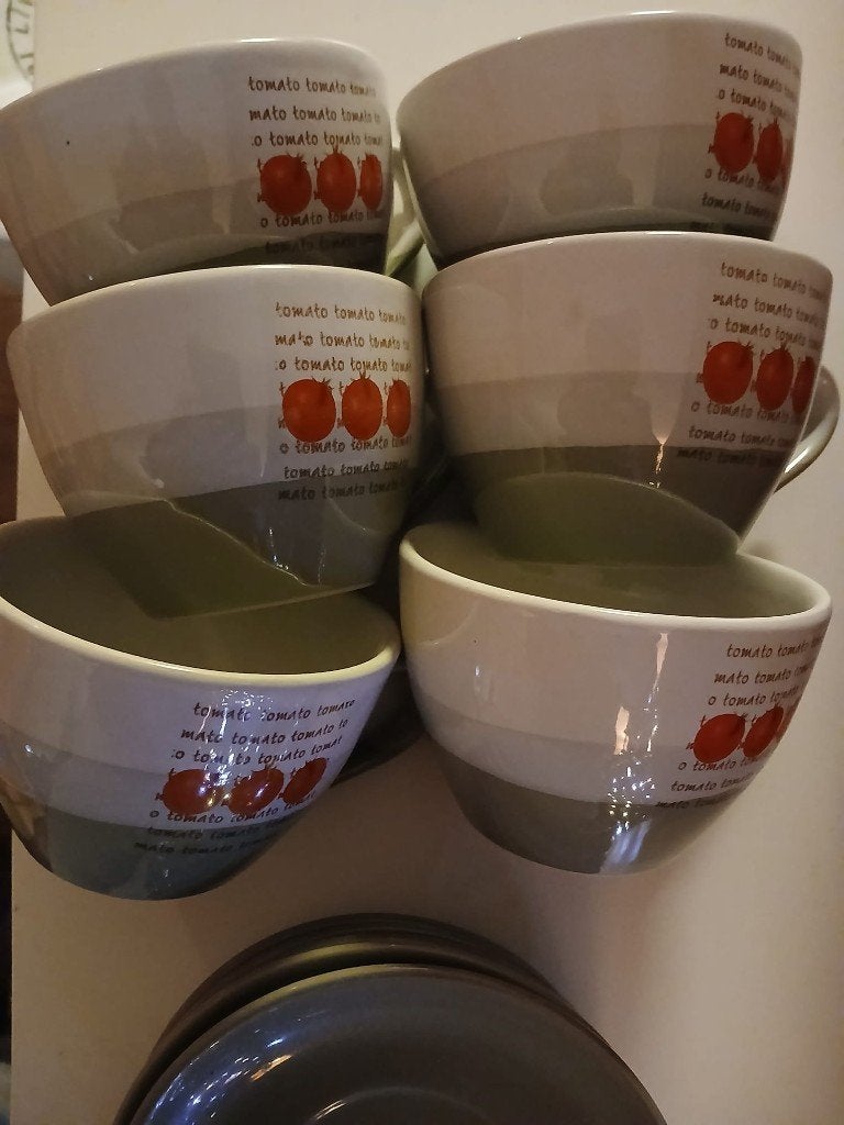 6-delige Tomato koffieset – 6 kopjes + 6 schotels –Italiaans, Overige merken, Nieuw, Ophalen of Verzenden, Overige stijlen