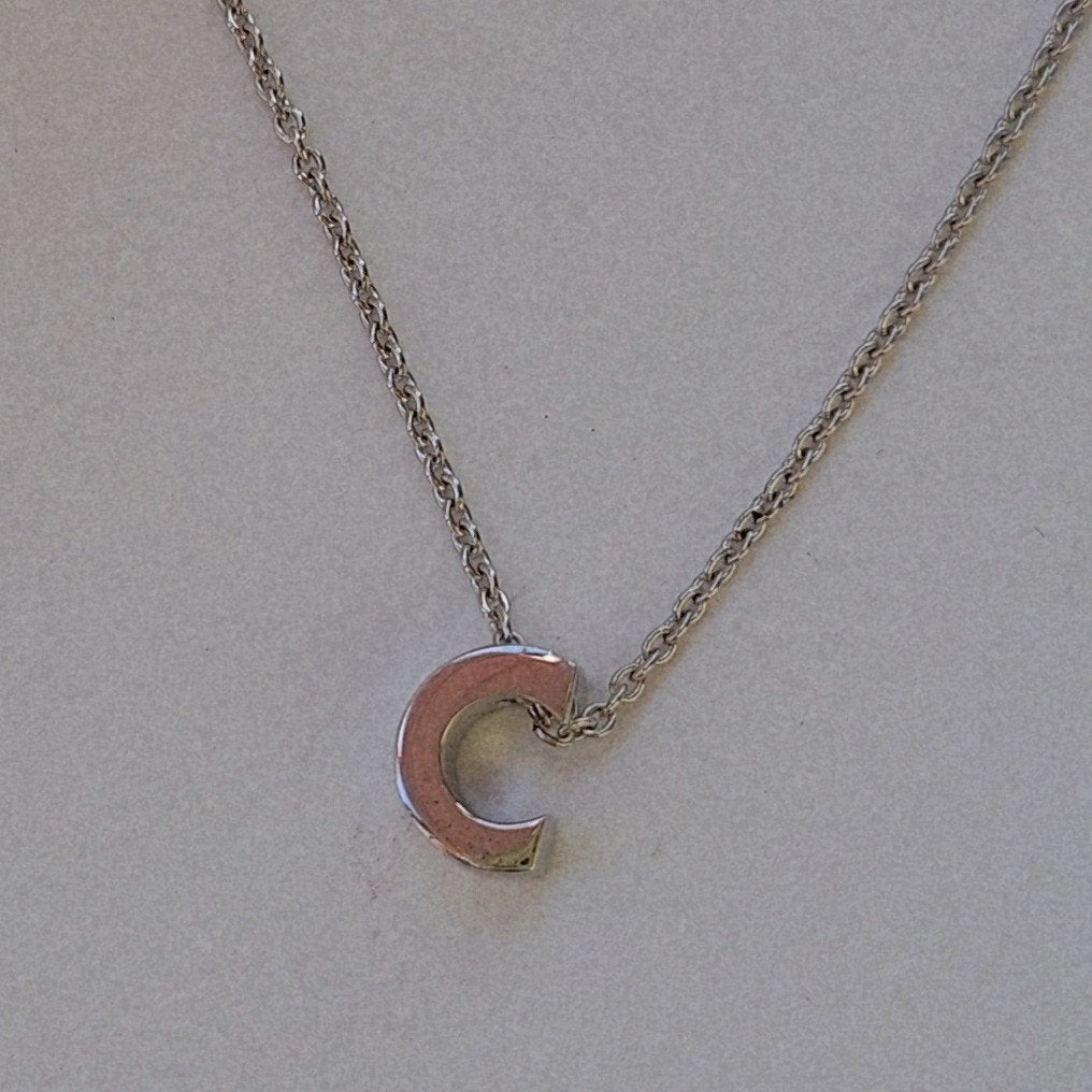Letter C ketting zilver collier sieraad initials zilveren, Verstelbaar, Nieuw, Ophalen of Verzenden, Zilver
