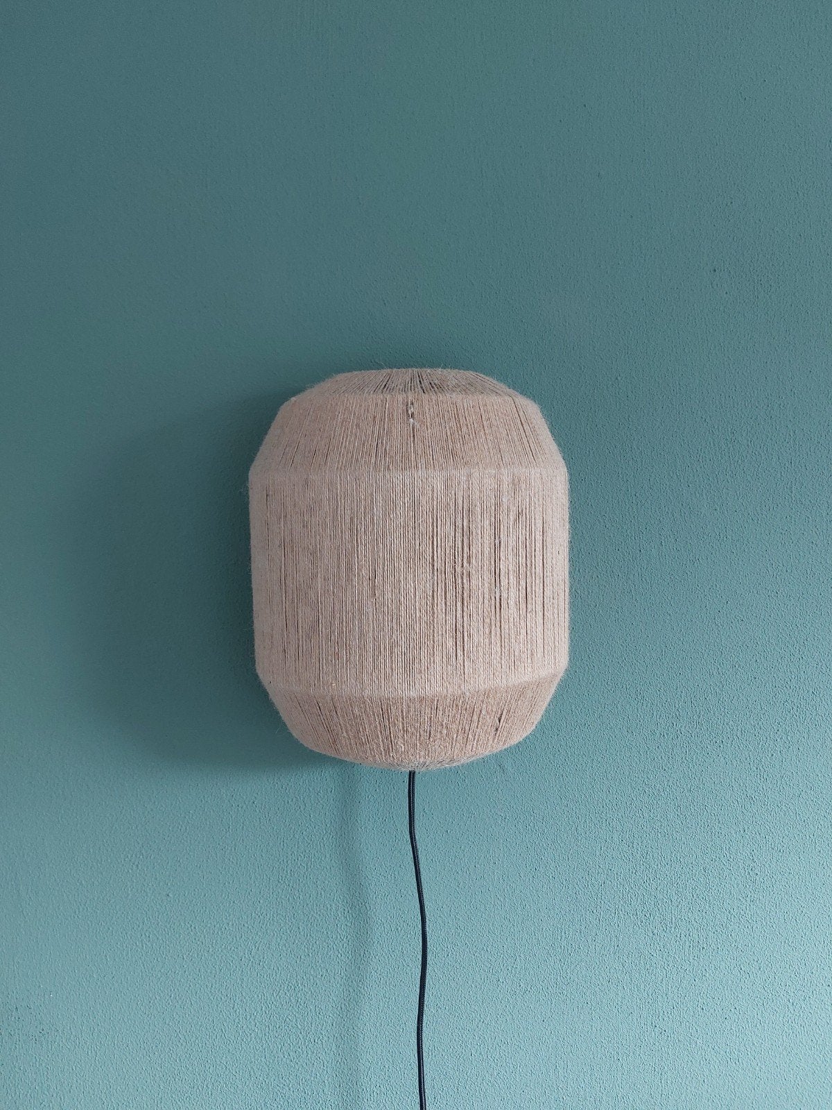 Oosterse wandlamp zwart met jute touw, Huis en Inrichting, Textiel, Zo goed als nieuw, Wandlamp, Beige
