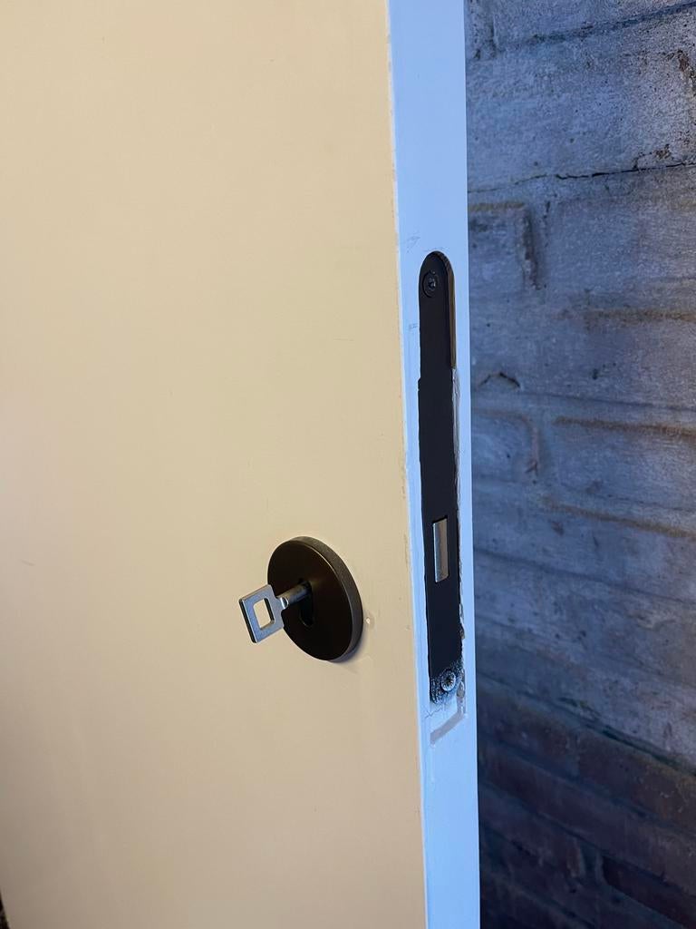 Witte binnendeur links 77.5 bij 201.5 met bronzen slot, Ophalen, Gebruikt, Minder dan 80 cm, Binnendeur