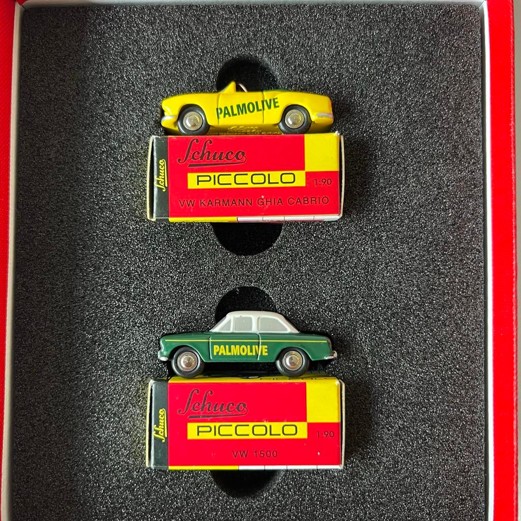 Schuco Piccolo Palmolive Modelauto Set - VW Karmann Ghia & V, Overige merken, 1:50 of kleiner, Auto, Ophalen of Verzenden