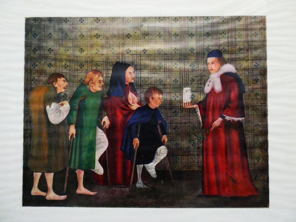 Prent Priester geeft de Zalving aan de zieken ziekenzalving, Antiek en Kunst, Ophalen of Verzenden