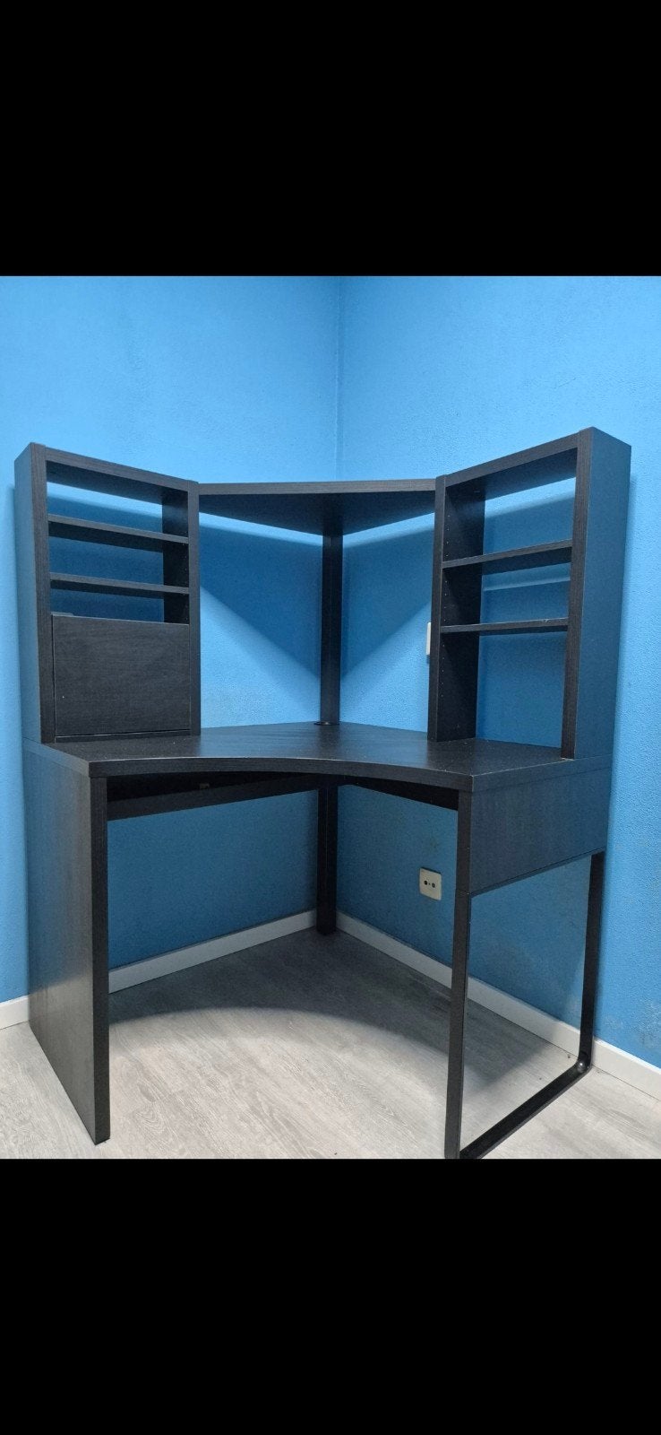 IKEA Micke Hoekbureau Zwartbruin met Opbergruimte, Ophalen, Gebruikt, Spaanplaat of MDF, Hoekbureau