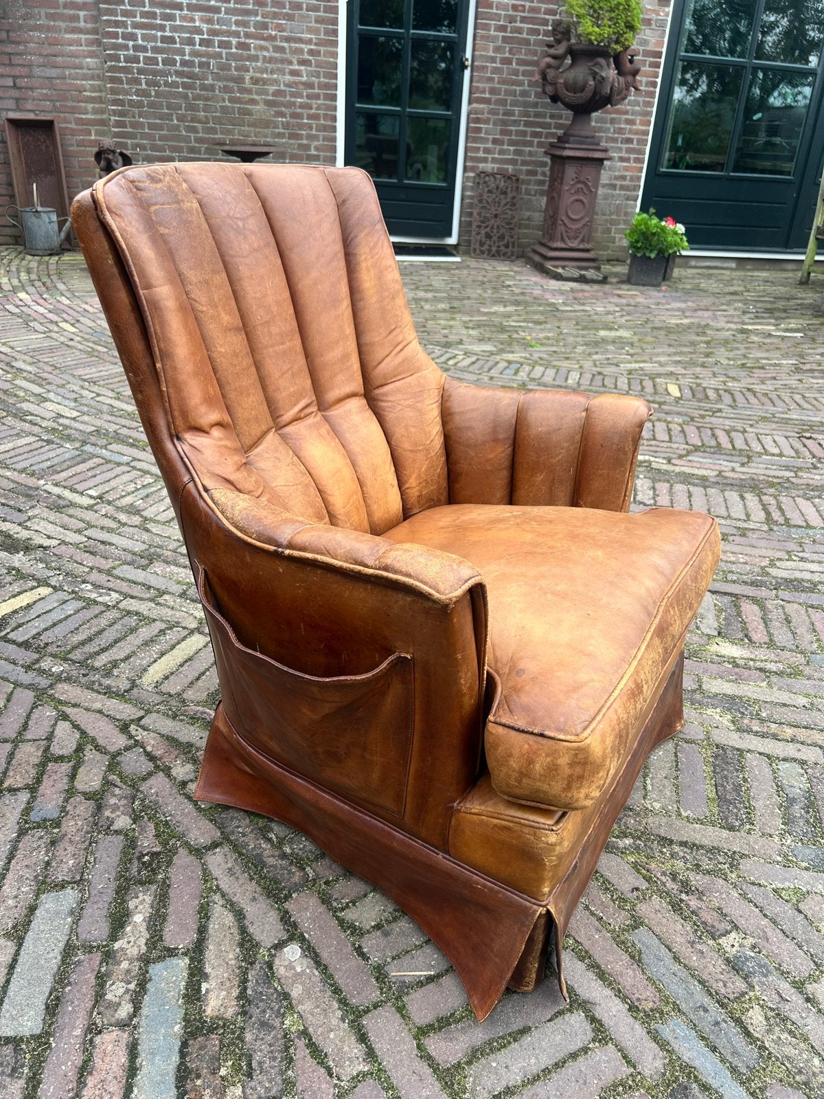 Vintage Schapenleren Fauteuil - Comfortabel en Stijlvol, Ophalen of Verzenden, Gebruikt, Leer, 75 tot 100 cm
