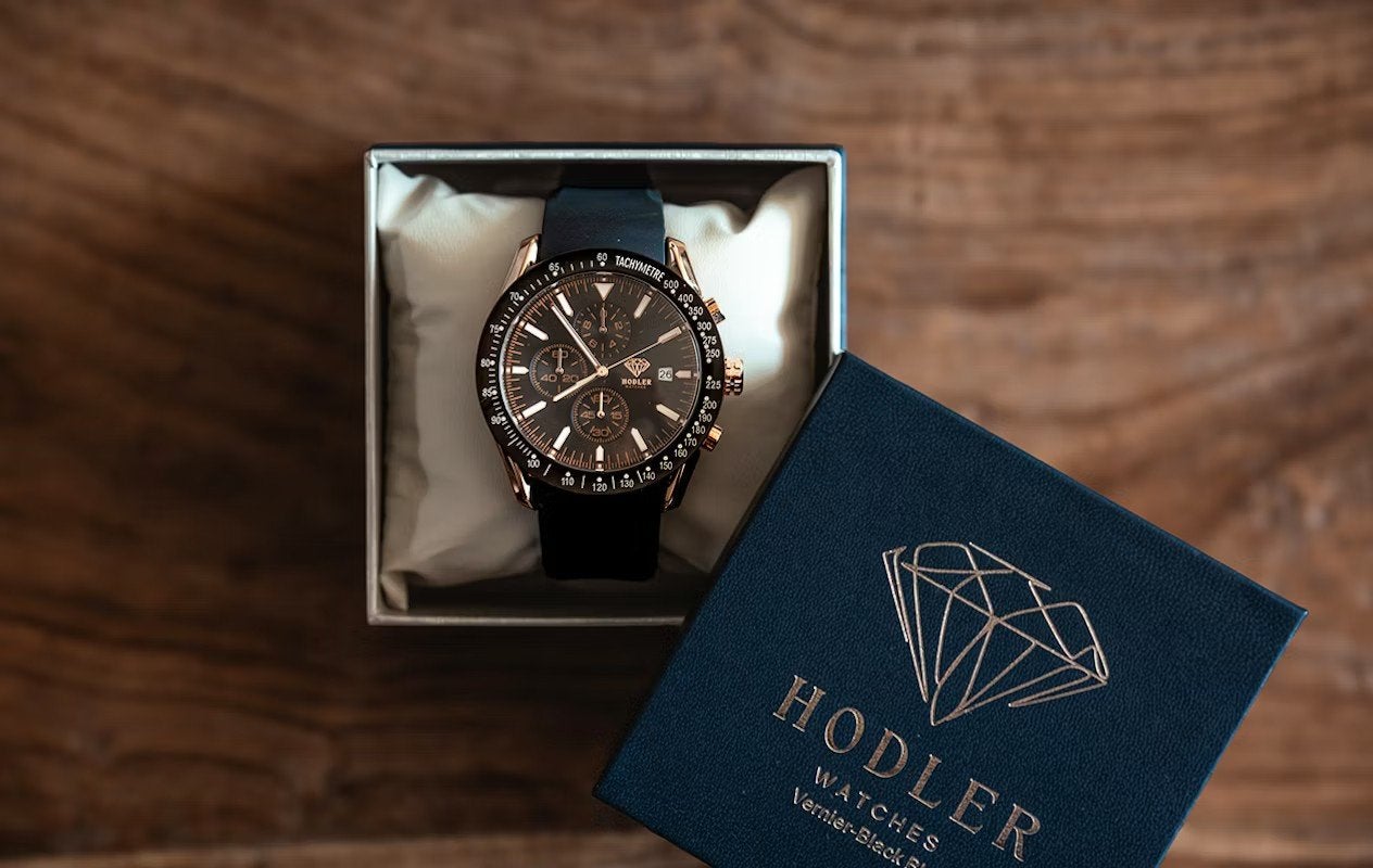 HODLER Heren Horloge - Zwart/Roségoud, Sieraden, Tassen en Uiterlijk, Overige merken, Overige materialen, Polshorloge, Overige materialen