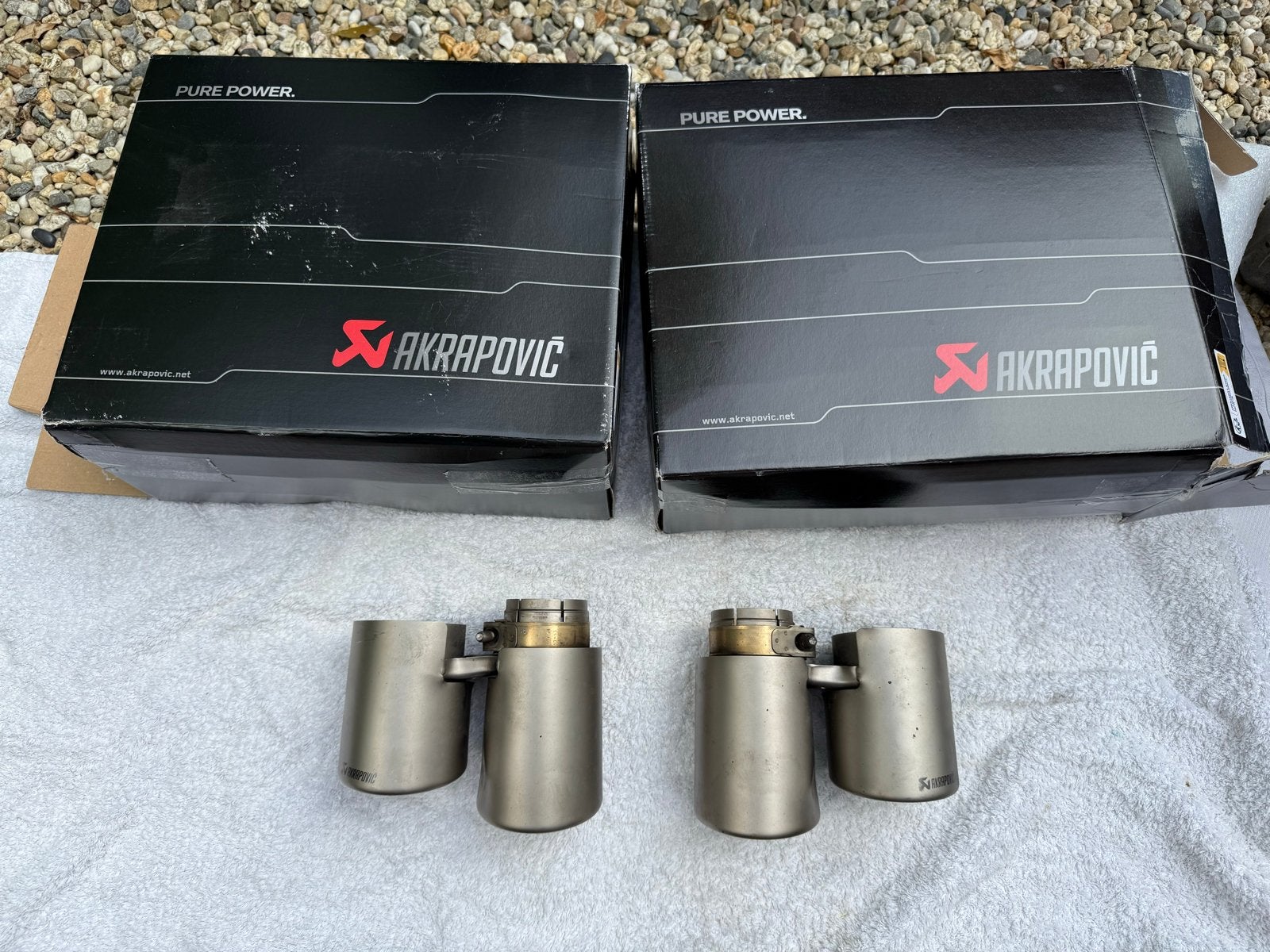 Porsche 911 | 991.1 Akrapovic uitlaat sierstukken | Titaniun, Auto-onderdelen, Uitlaatsystemen, Ophalen of Verzenden, Gebruikt
