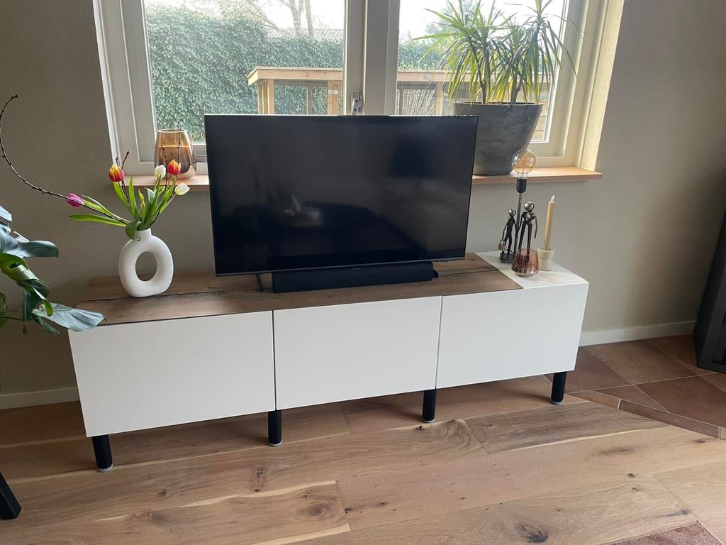 Ikea besta tv meubel, 3 vakken, mat wit, Ophalen, Zo goed als nieuw, 25 tot 50 cm, Minder dan 100 cm