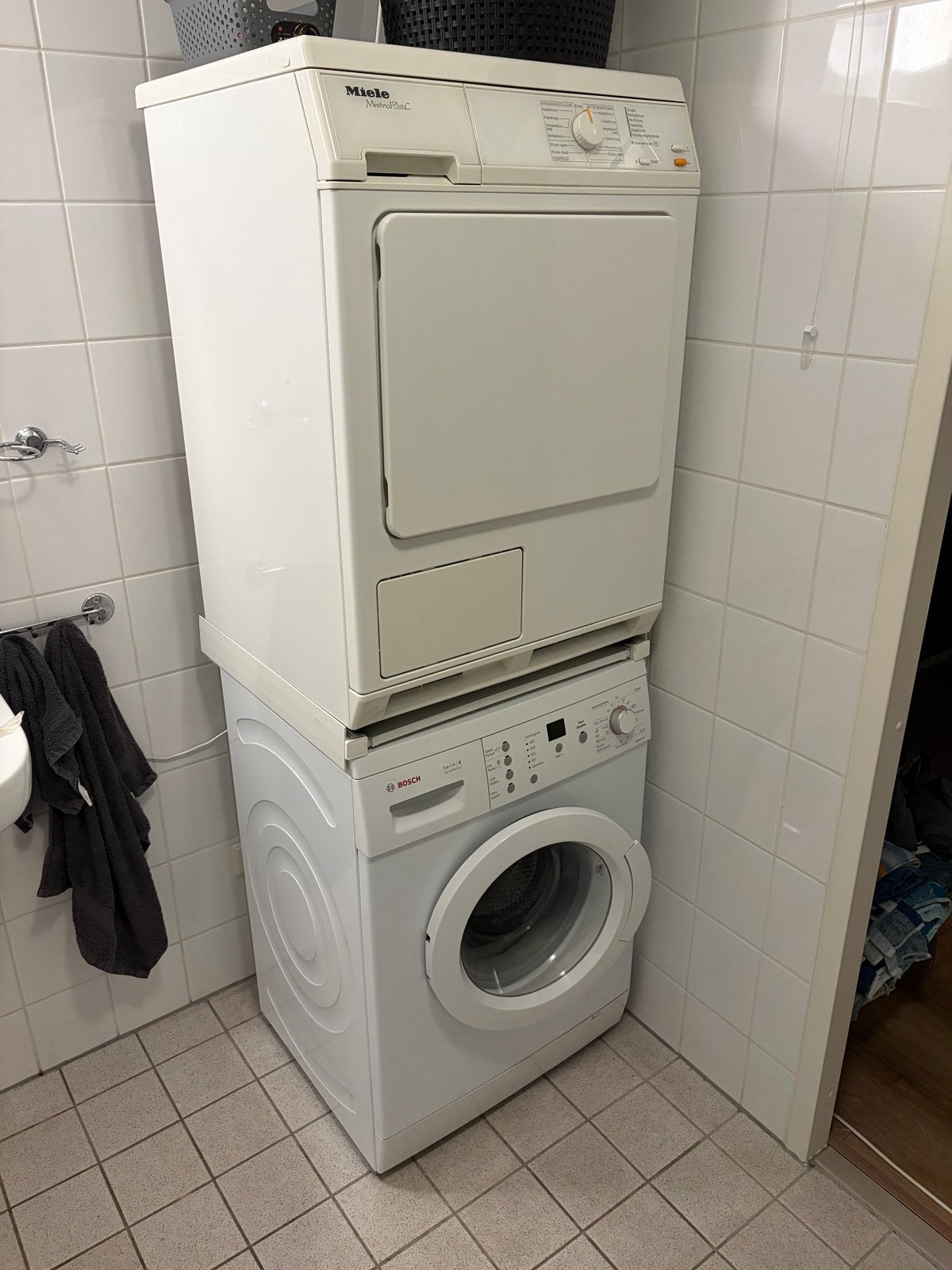 Bosch wasmachine Serie 4 en Miele Mistral Plus C droger, 6 tot 8 kg, Ophalen of Verzenden, Gebruikt, 85 tot 90 cm