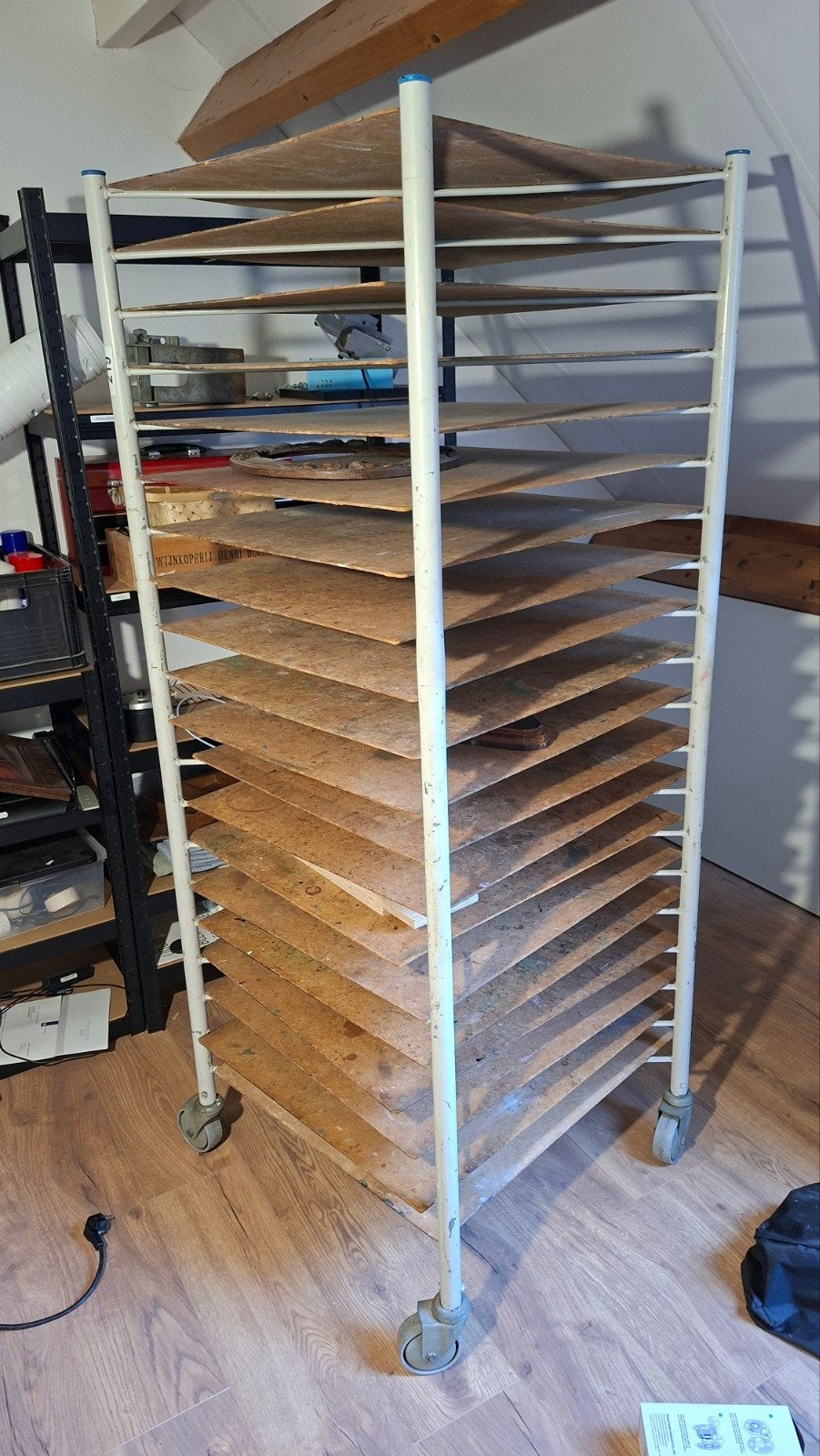 Mobiel droogrek voor kunstwerken - 20 lagen, Hobby en Vrije tijd, Ophalen, Gebruikt, Overige typen