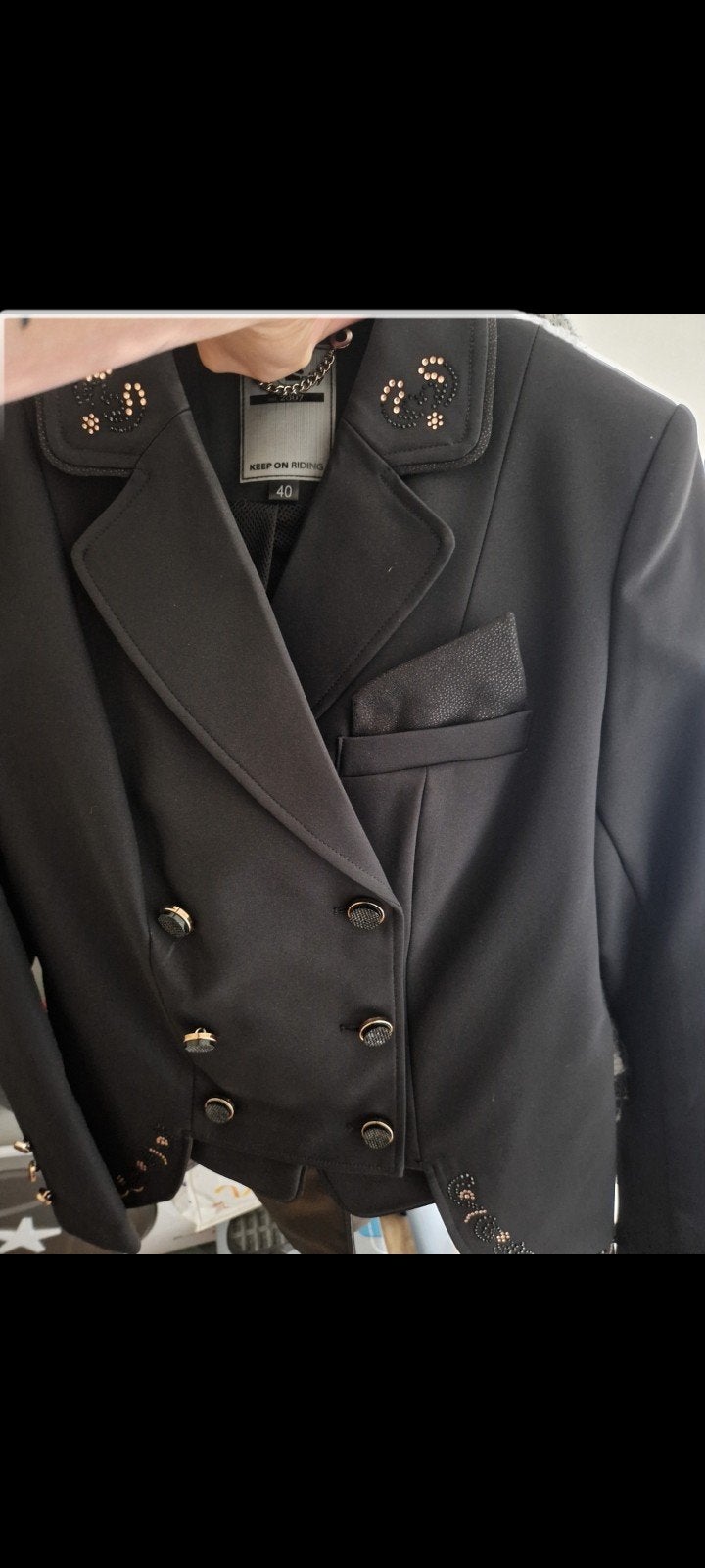 Zwart Jasje met Gouden Details - Maat 40, Dieren en Toebehoren, Ophalen of Verzenden, Zo goed als nieuw, Dressuur, Bovenkleding