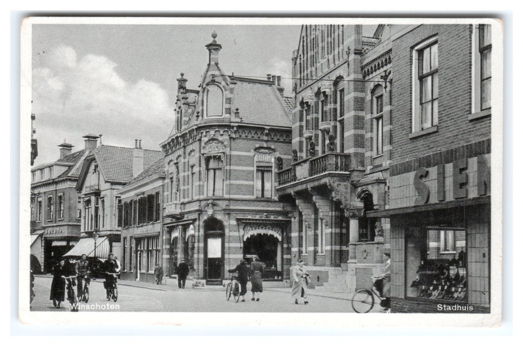 Winschoten, Stadhuis, Verzamelen, Ansichtkaarten | Nederland, Ophalen of Verzenden, 1940 tot 1960, Gelopen, Groningen