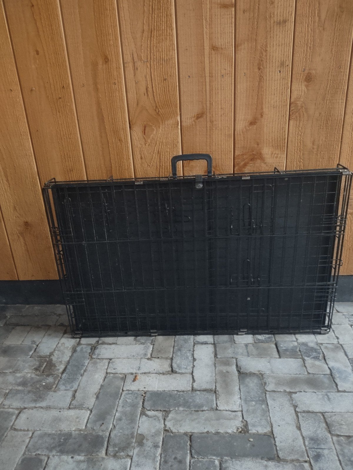 Mooie, zwart metalen, inklapbare bench, Ophalen, Zo goed als nieuw