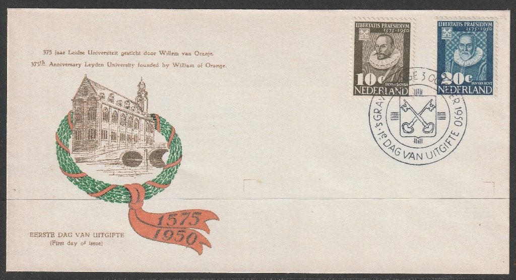 FDC E3, 1950 Leidse Universiteit, zonder adres, vervalsing, Ophalen of Verzenden, T/m 1940, Gestempeld