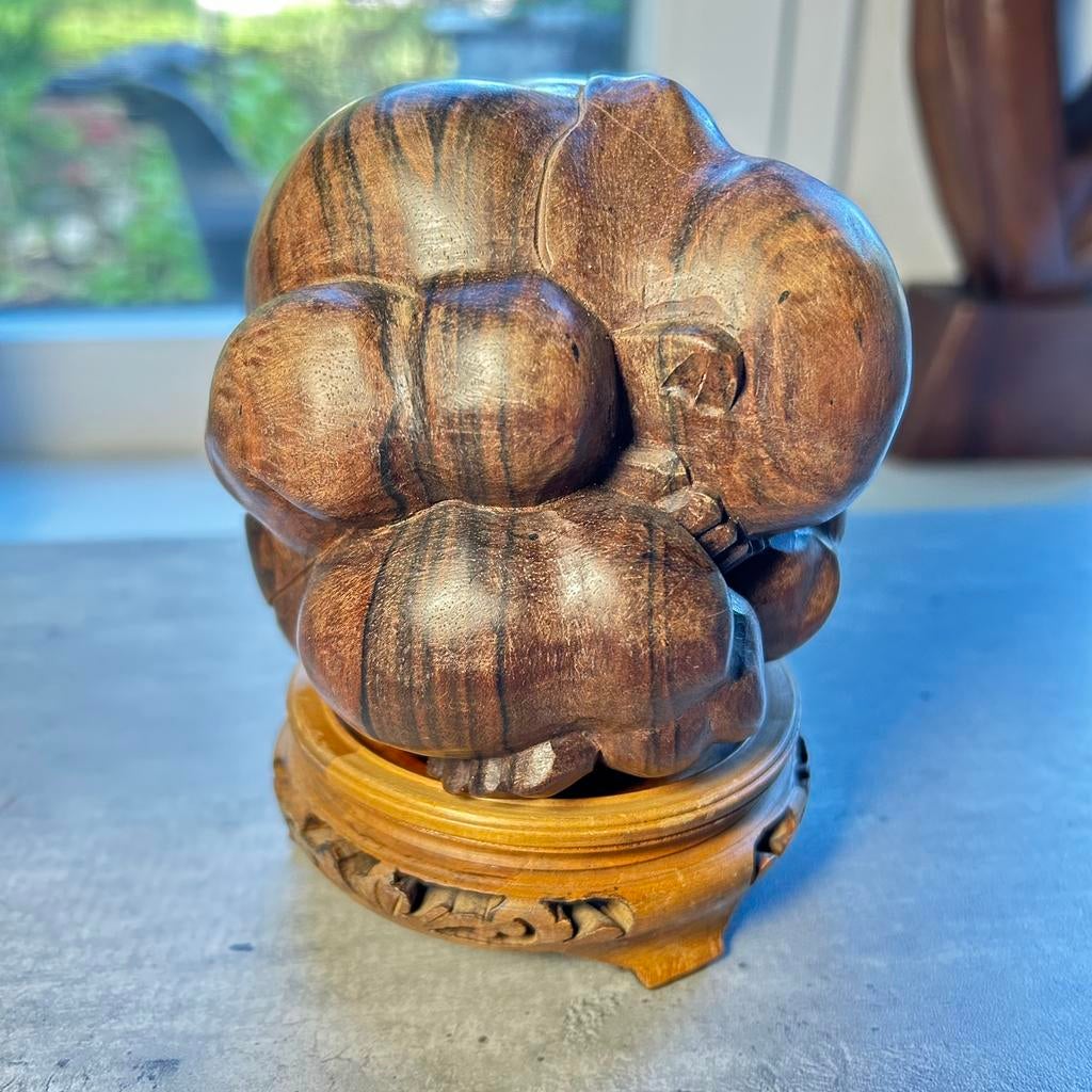 Zwaar hard houten Orang Malu berld op standaard hoogte 14 cm, Ophalen of Verzenden, Zo goed als nieuw, X, X