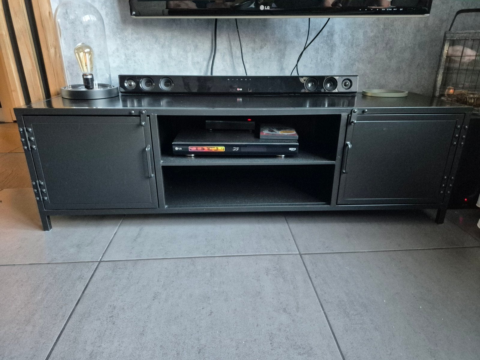 Mooi Industriël tv meubel, Ophalen, Gebruikt, 100 tot 150 cm, Minder dan 100 cm